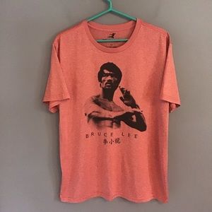 Bruce Lee Heathered Red Polyester T Shirt Large